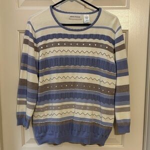 Missoni Inspired Wavy Zigzag Knit Sweater Sequins Alfred Dunner Like New Large